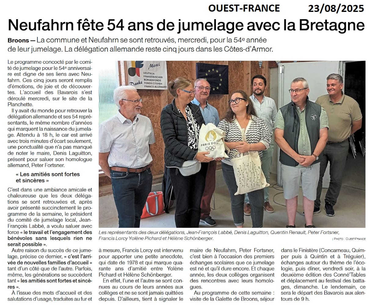 Article paru dans la presse